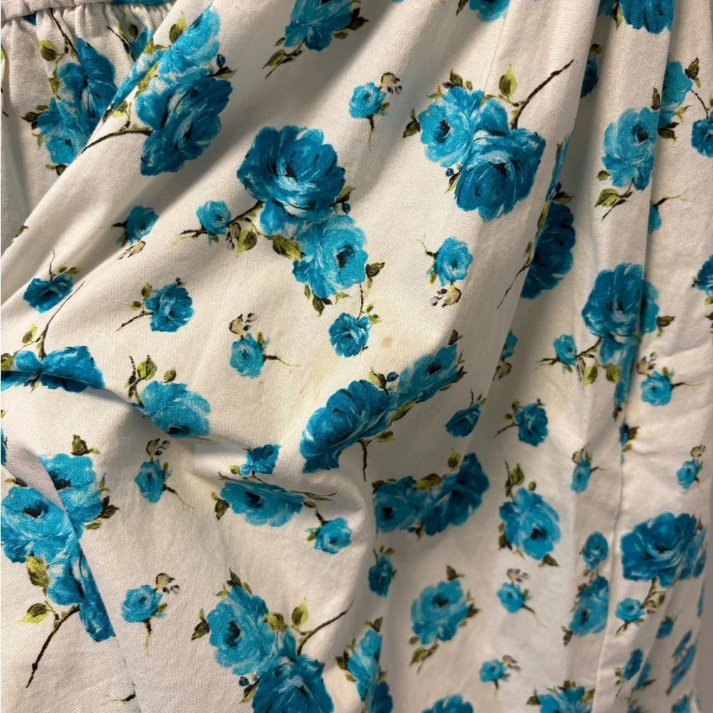 🇮🇹 Made in Italy One-Shoulder Floral Cotton Fit & Flare Dress w/ Raffia Belt - Picture 11 of 14